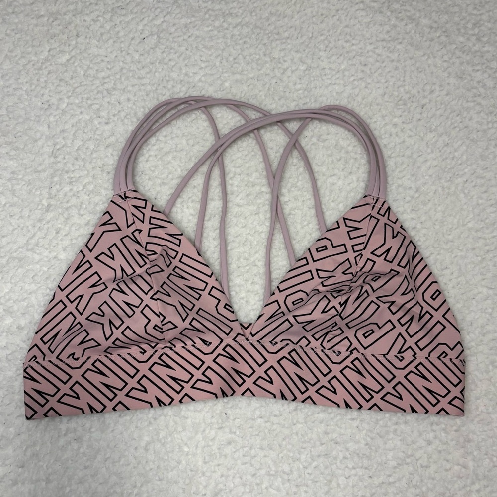 Victoria’s Secret Pink Logo Seamless Strappy Unlined Sports Bra